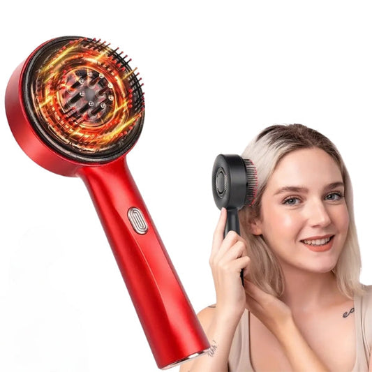 Electric scalp massager with red light therapy for hair care, promoting relaxation, and scalp health while enhancing hair growth